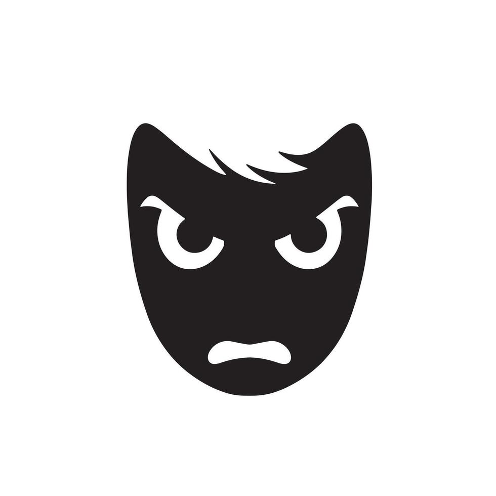 Angry Character Mood Expression Icon Set in Bold Cartoon Style Bundle vector