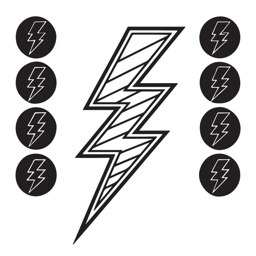 Striking Cool Lightning Bolt Graphic Design Element, Energetic Power Symbol with Bold Stripes, Isolated on White Background vector