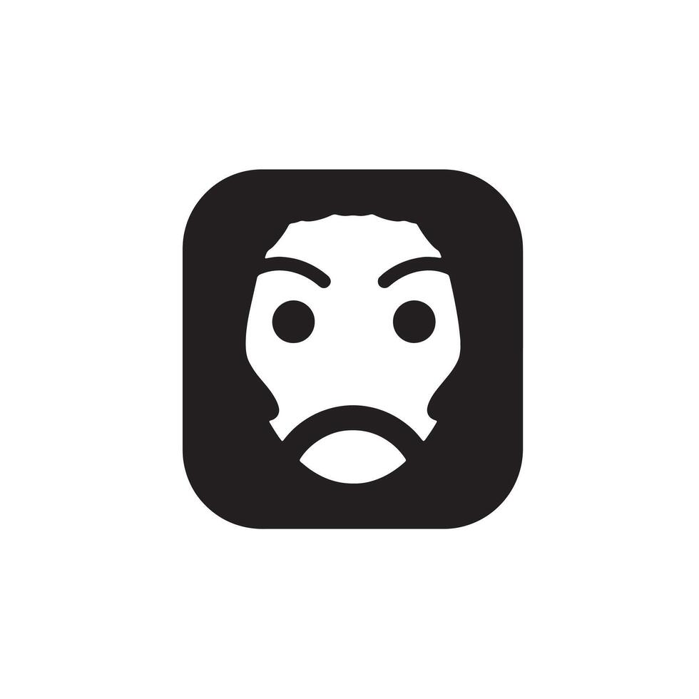 Bold Character Mood Icons in Angry Expression Cartoon Style Face Set vector