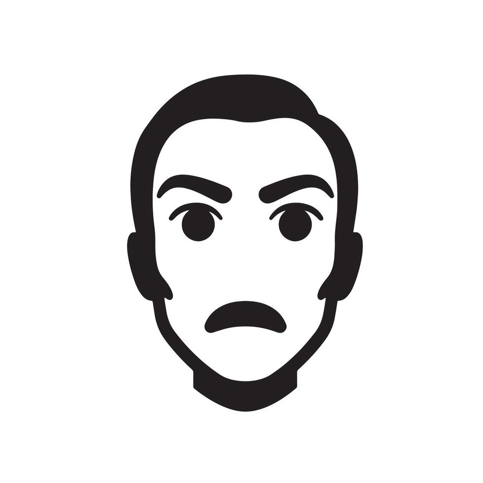 Cartoon Style Face Icons Bundle with Angry Expressions and Bold Eyebrows vector