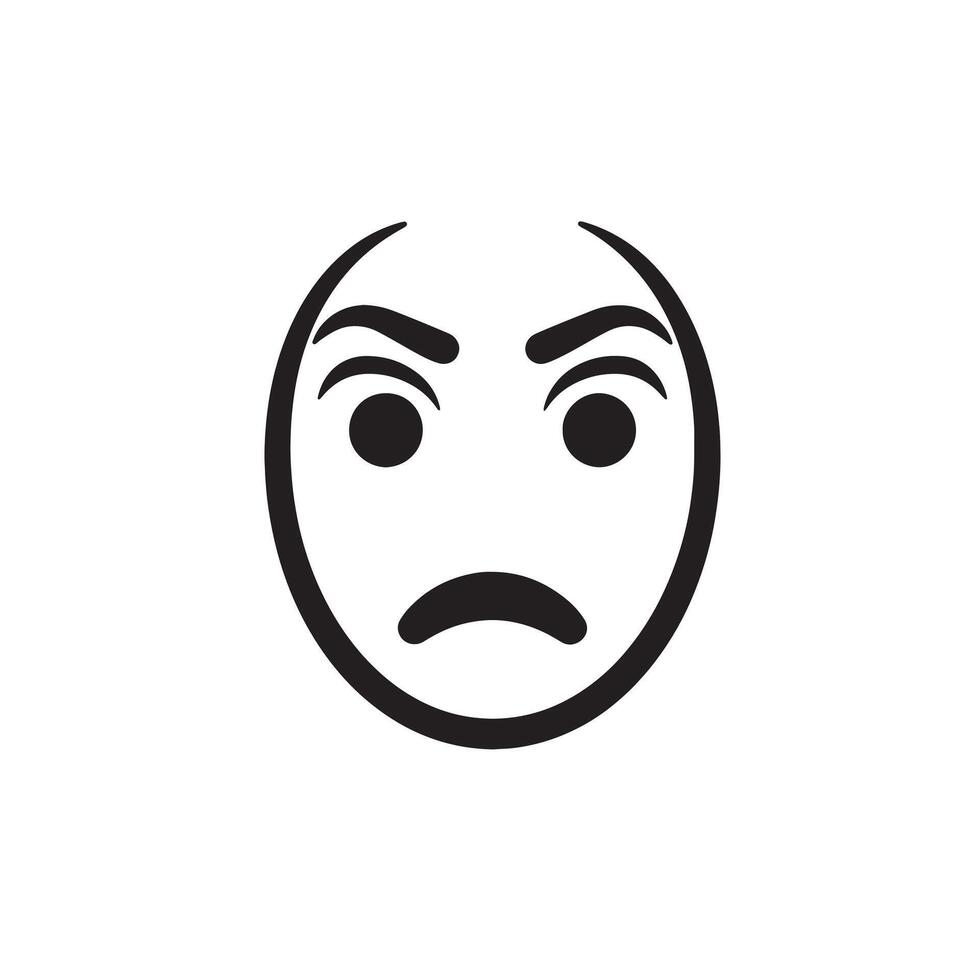 Bundle of Cartoon Faces with Angry Mood Expressions and Bold Eyebrows vector