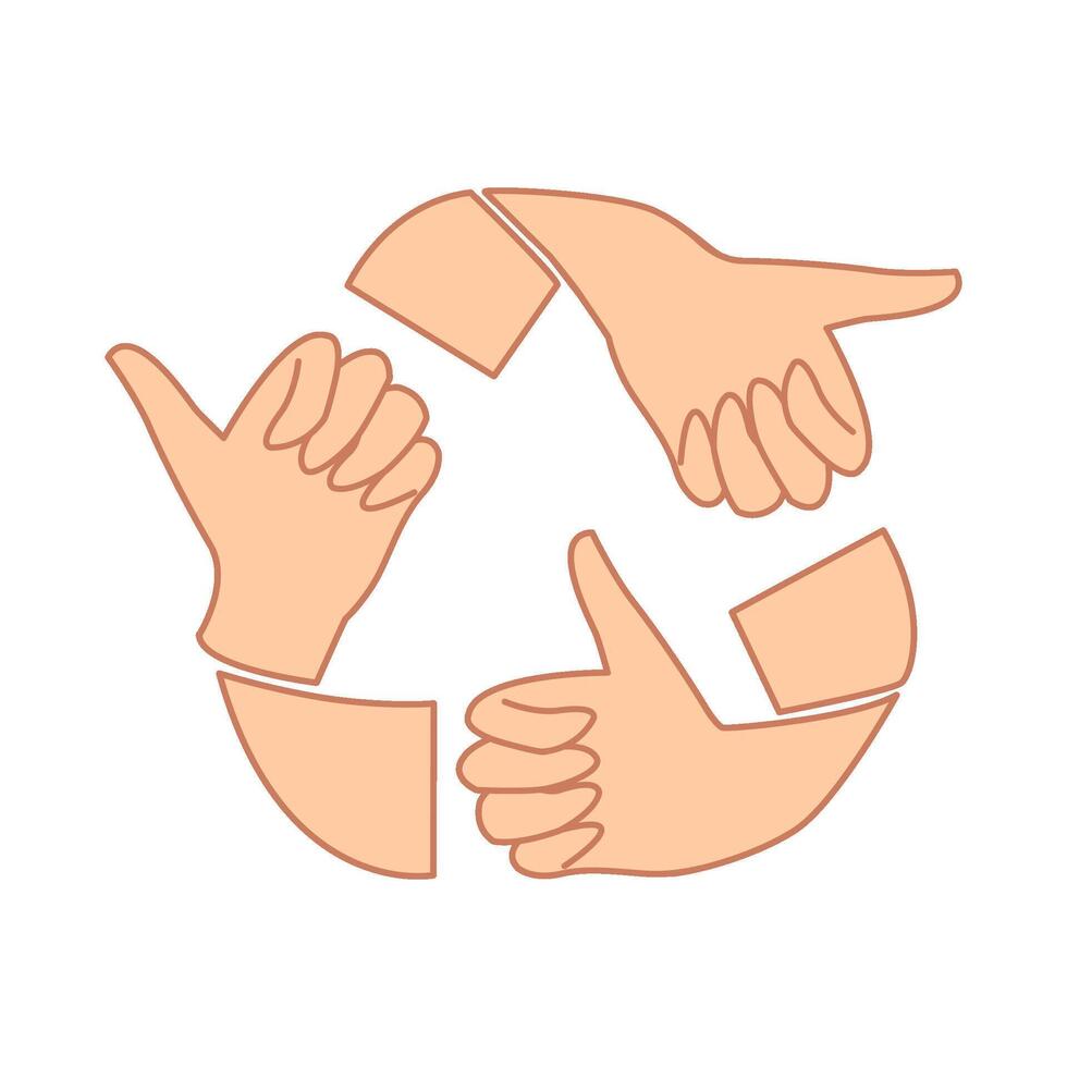 Illustration graphic of reduce reuse recycle symbol with thumbs vector