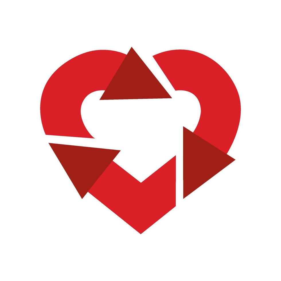 Illustration graphic of reduce reuse recycle symbol with love vector