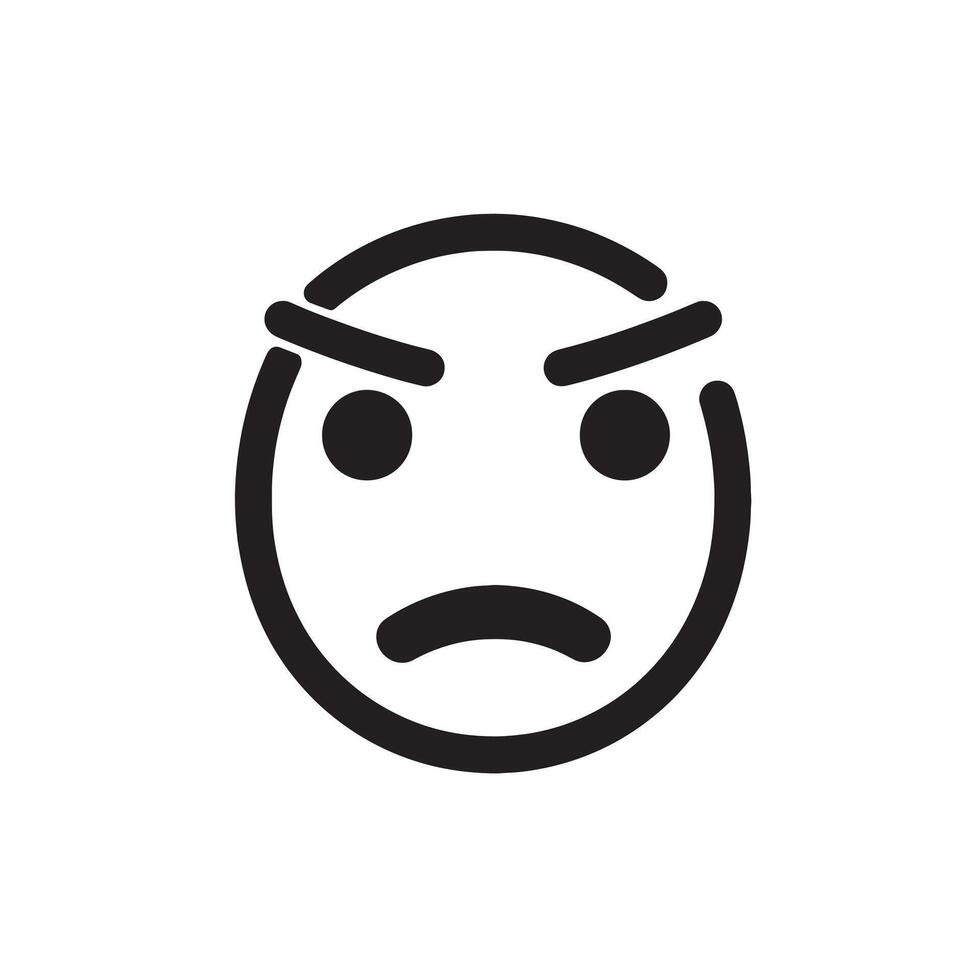Cartoon Face Mood Icons Bundle with Angry Expression and Serious Looks vector