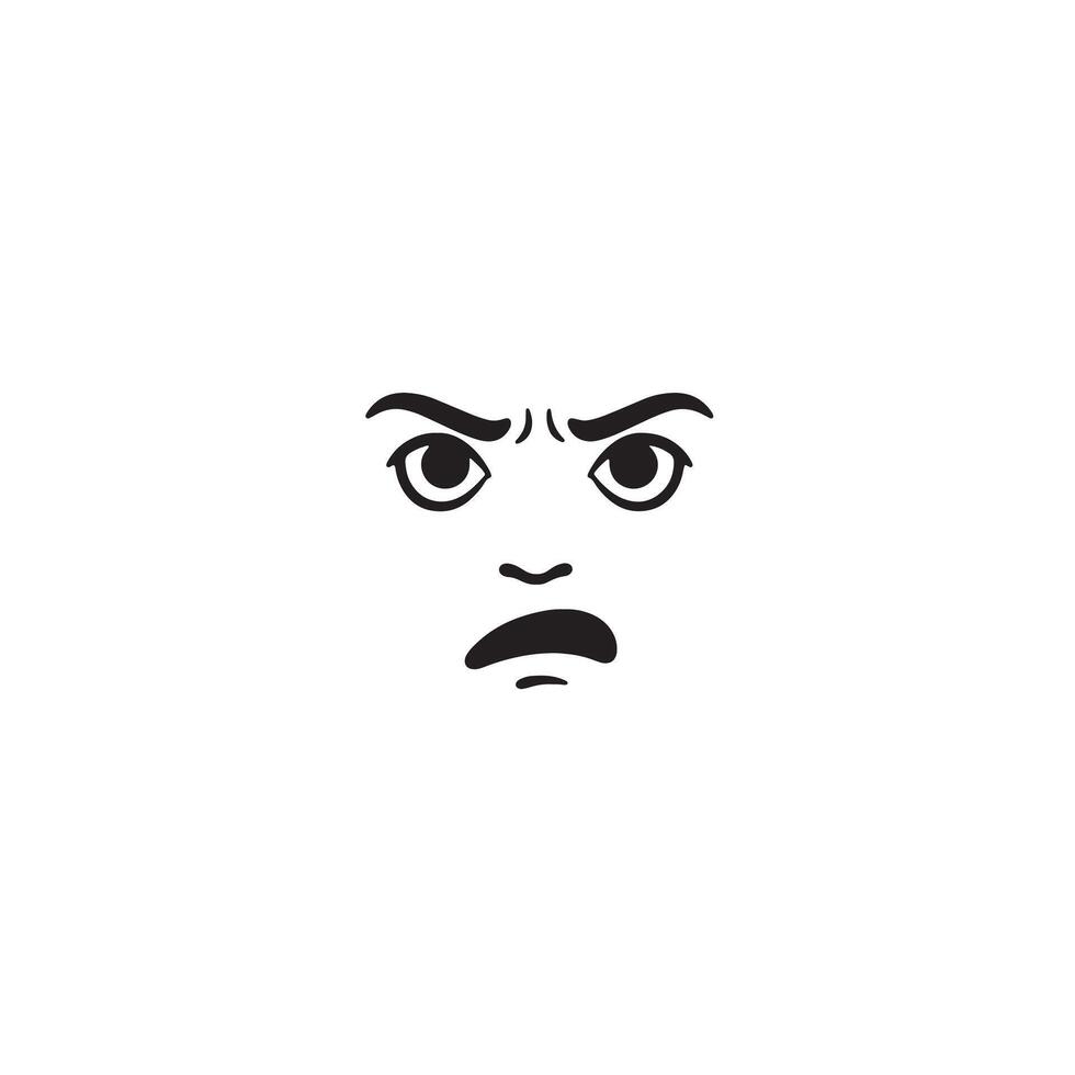 Angry Face Icon Pack with Cartoon Expressions in Bold Monochrome Design vector