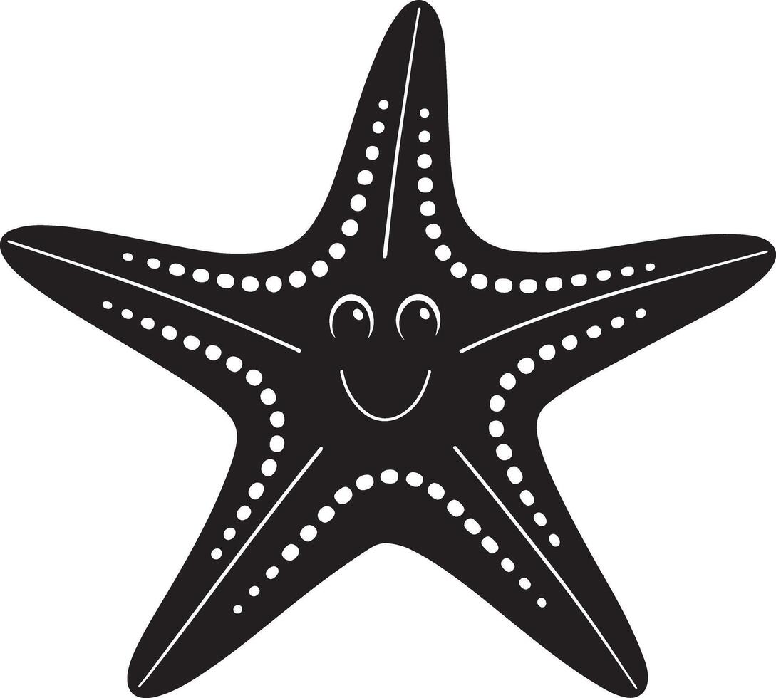 Happy Starfish Smiling Joyfully in the Ocean Depths A Cheerful Black and White Illustration - Professional digital artwork with vibrant colors and detailed composition vector