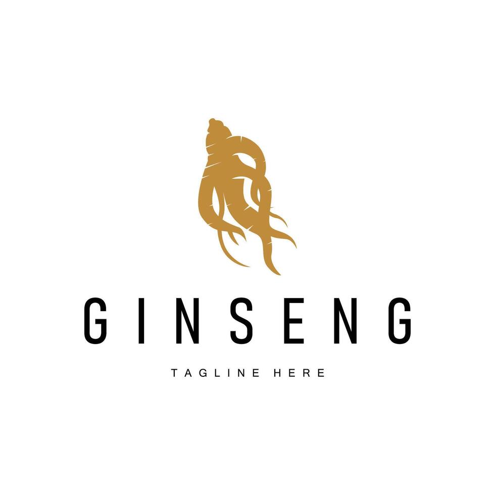 Ginseng logo of natural herbal plant logo from nature with ginseng silhouette as symbol illustration template vector