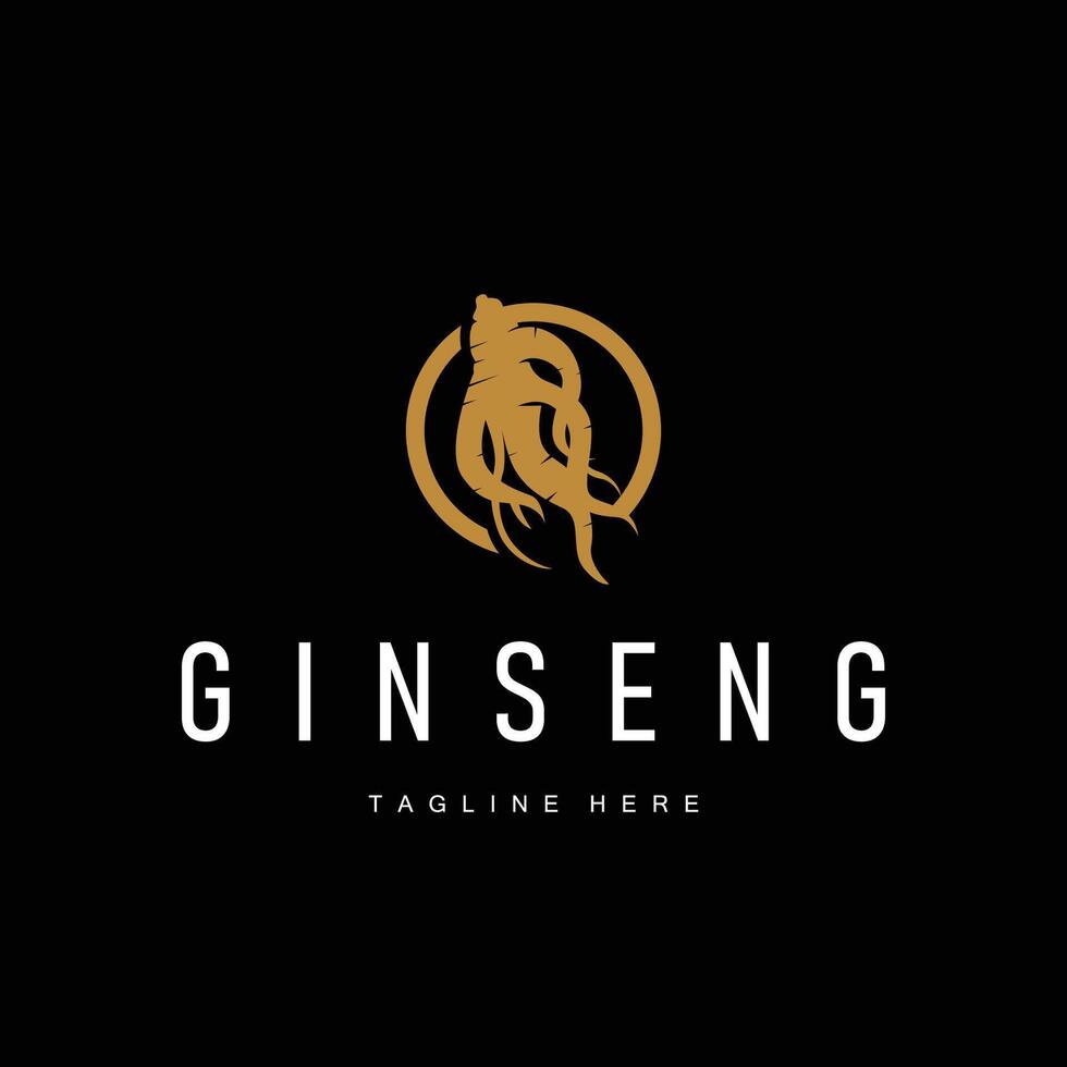 Ginseng logo design concept of natural herbal plant logo from nature with ginseng silhouette as symbol vector