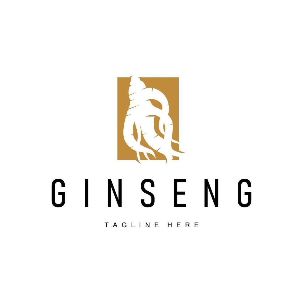 Ginseng logo design concept of natural herbal plant logo from nature with ginseng silhouette vector