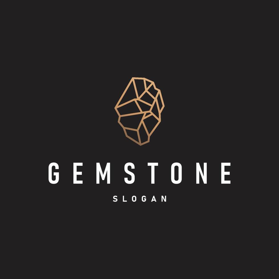 gemstone logo design natural gemstone chunks with a modern simple line concept as of jewelry illustration template vector