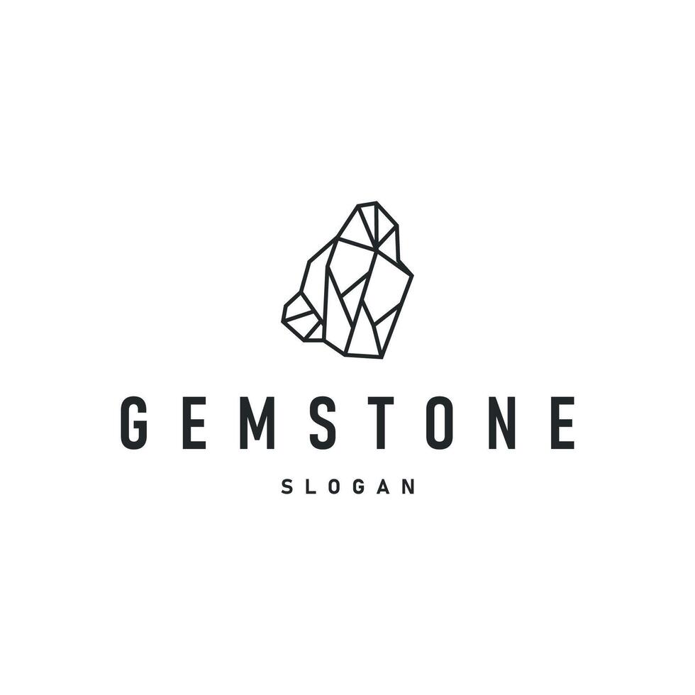 gemstone logo design natural gemstone chunks with a simple line concept as a symbol of jewelry simple illustration template vector