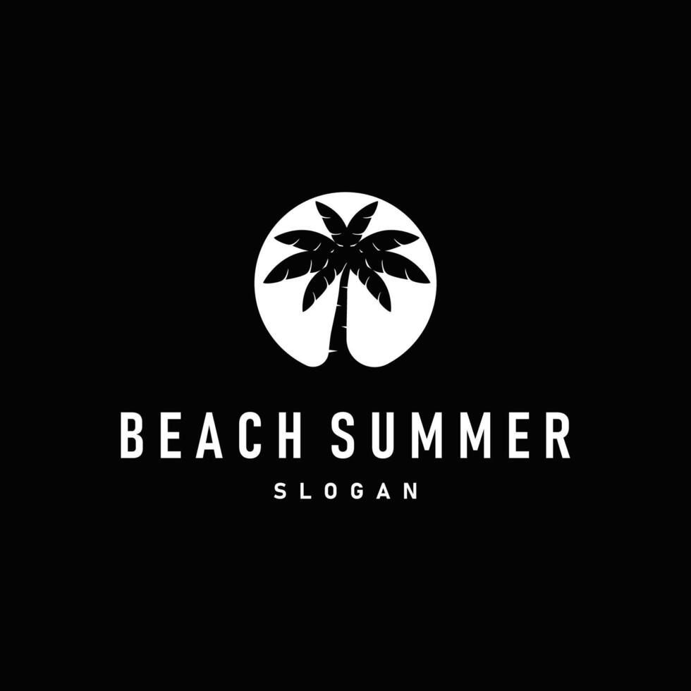 summer beach logo simple minimalist design coconut with black minimalist silhouette with beach atmosphere illustration template concept symbol vector