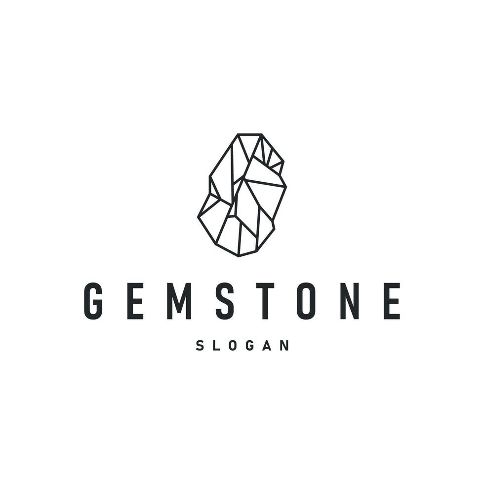 gemstone logo design natural gemstone chunks line concept as a symbol of jewelry simple illustration template vector