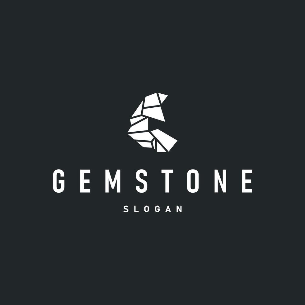 gemstone logo design natural gemstone chunks simple line concept as a symbol of jewelry simple illustration template vector