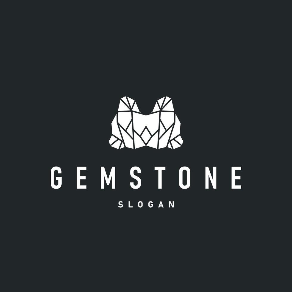 gemstone logo design natural gemstone chunks with a modern simple line concept vector