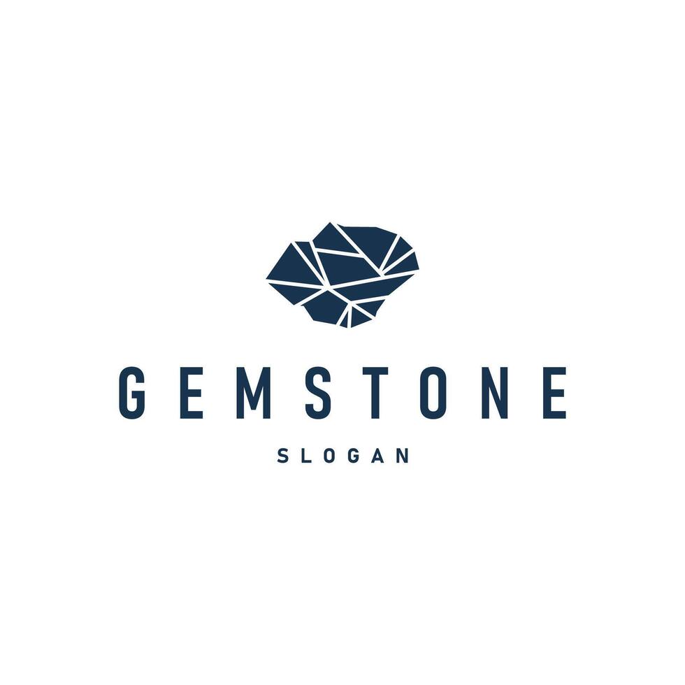 gemstone logo design natural gemstone chunks with a modern simple line concept as of jewelry template vector