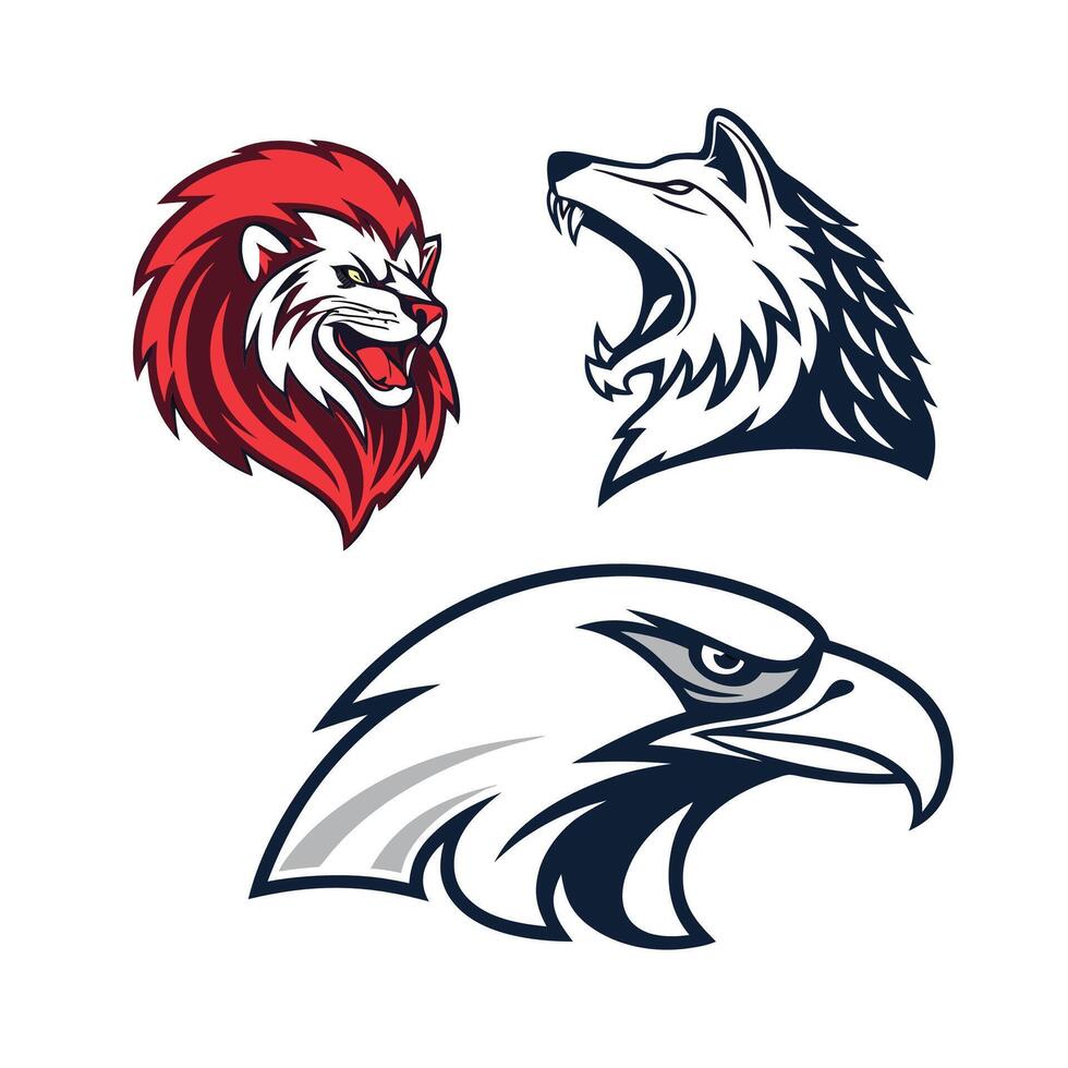 Set of animal face logo design vector
