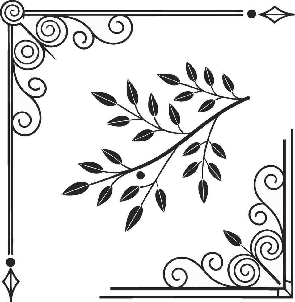 Abstract floral frame elements vector