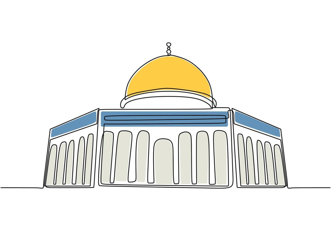 One line drawing al aqsa mosque vector