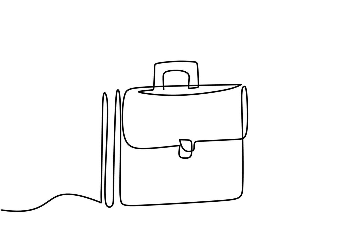 briefcase working bag is drawn by a single line on a white background vector