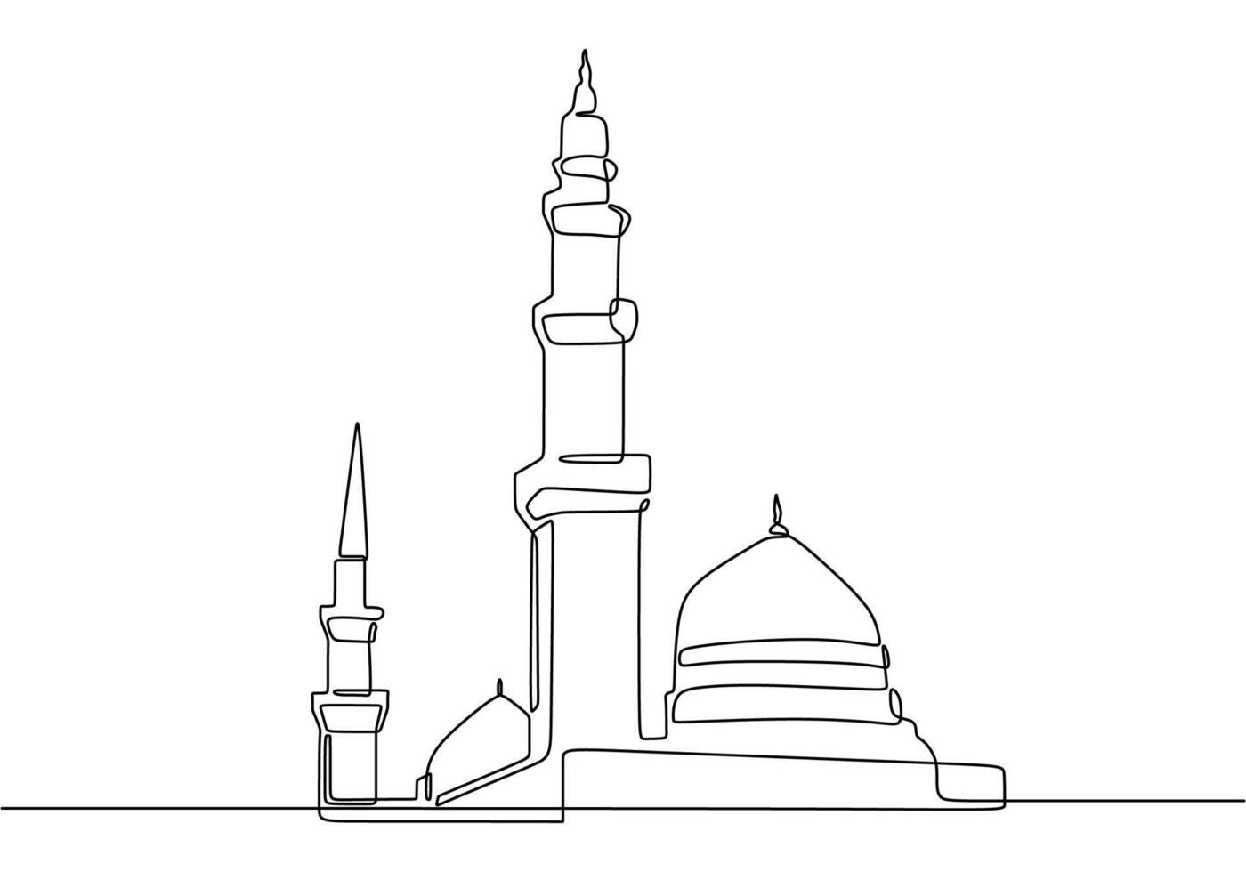 One continuous line drawing of islamic Landscape vector