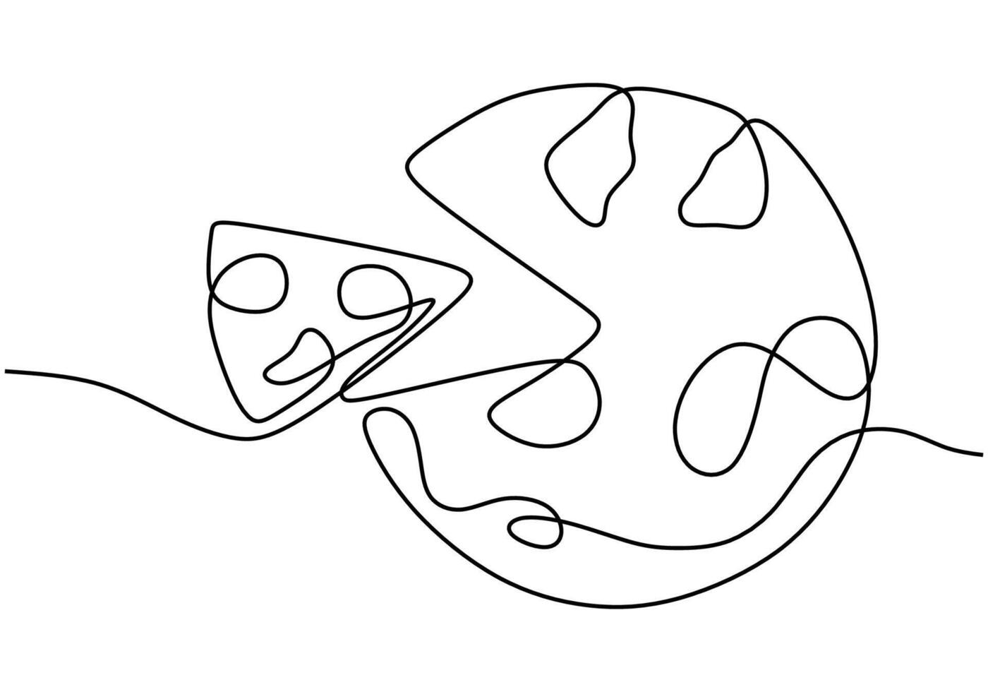 One continuous single line drawing of pizza vector