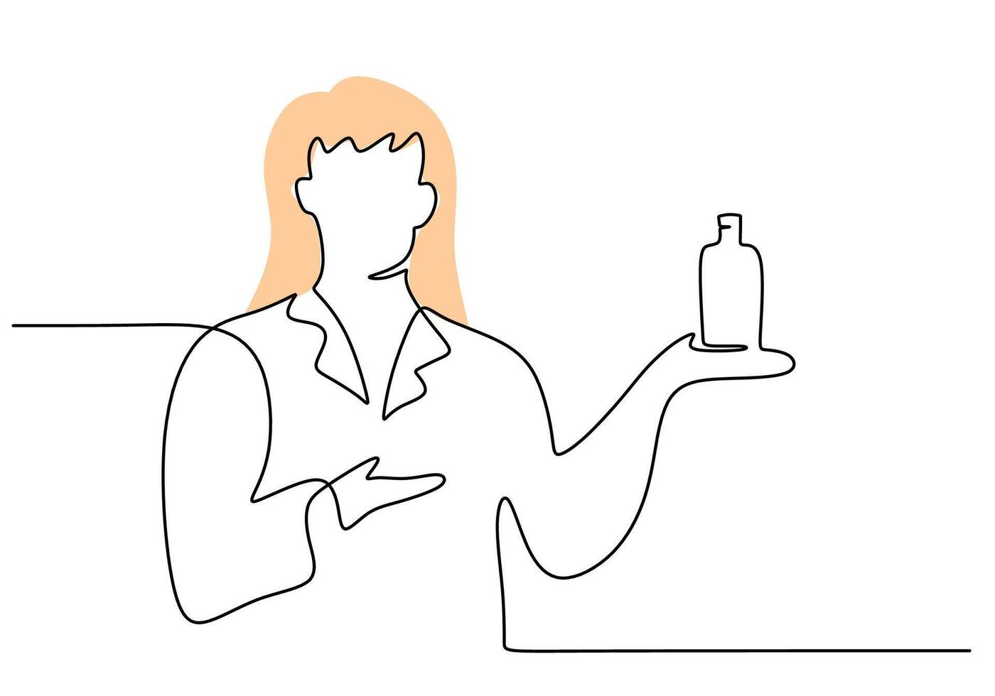 Continuous single drawn one line scientist researcher professor. vector