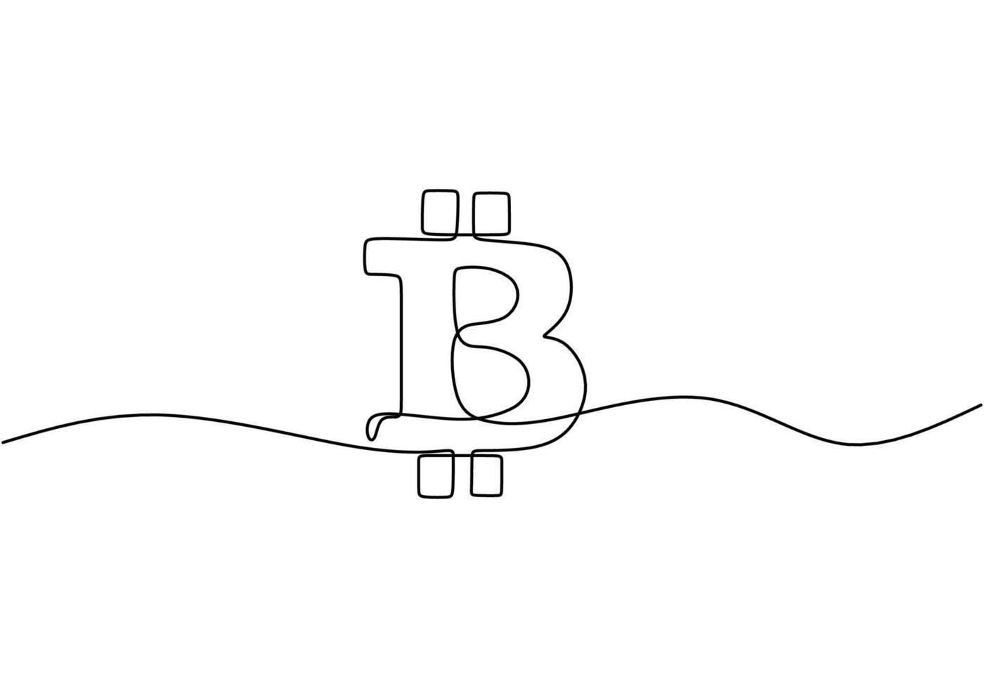 Single continuous line art bitcoin cryptocurrency vector