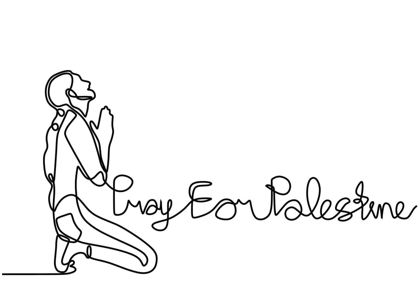 Continuous line drawing of women pray for Palestine vector