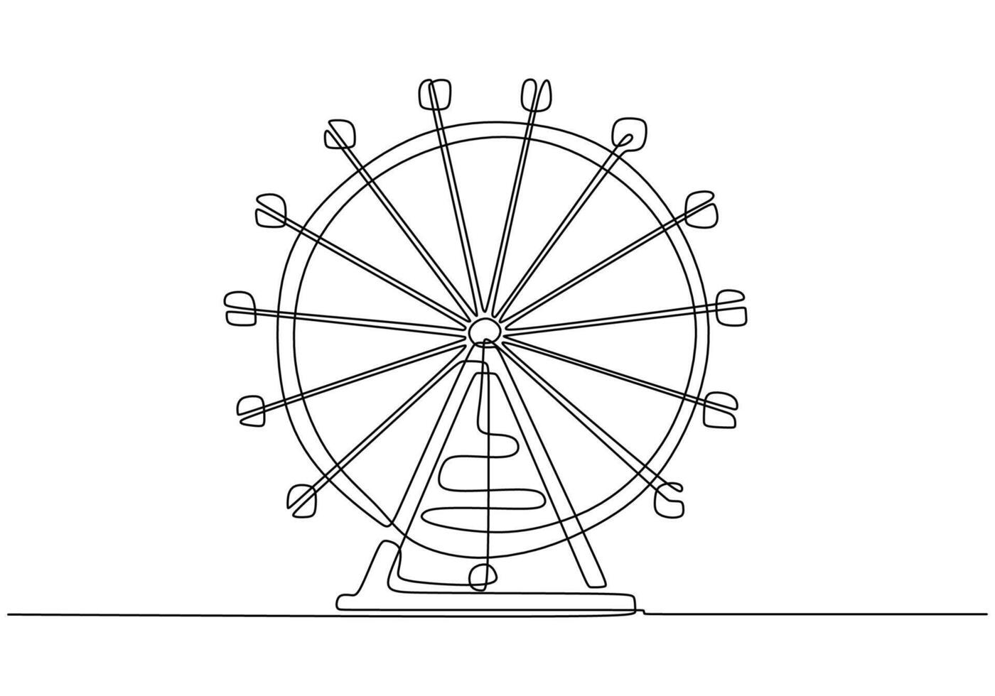 Ferris wheel in one line drawing vector