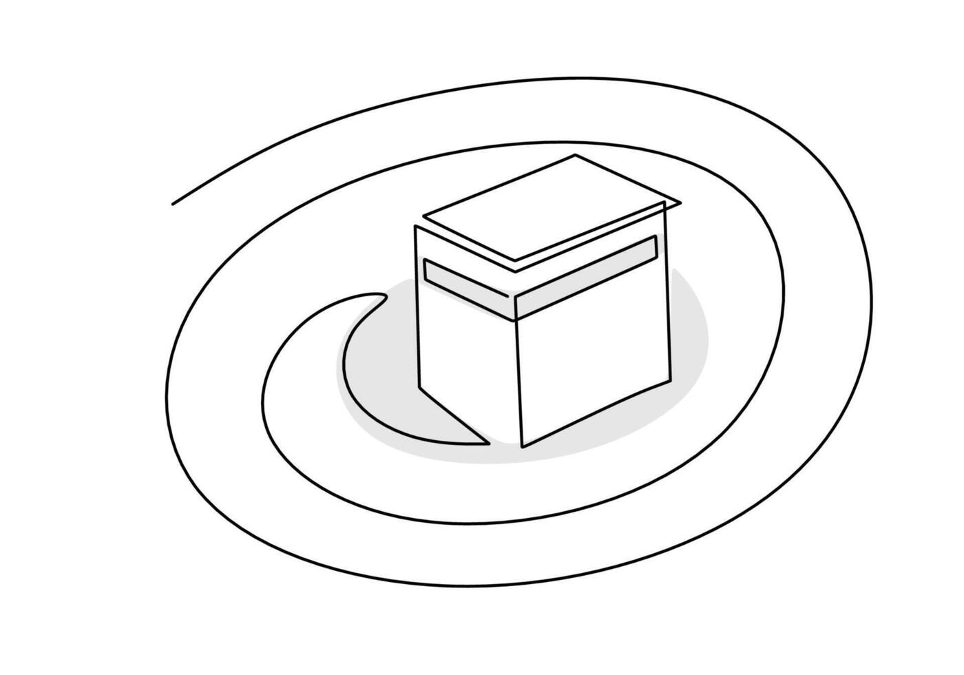 Kaaba in one single continuous line drawing. Muslim hajj concept vector