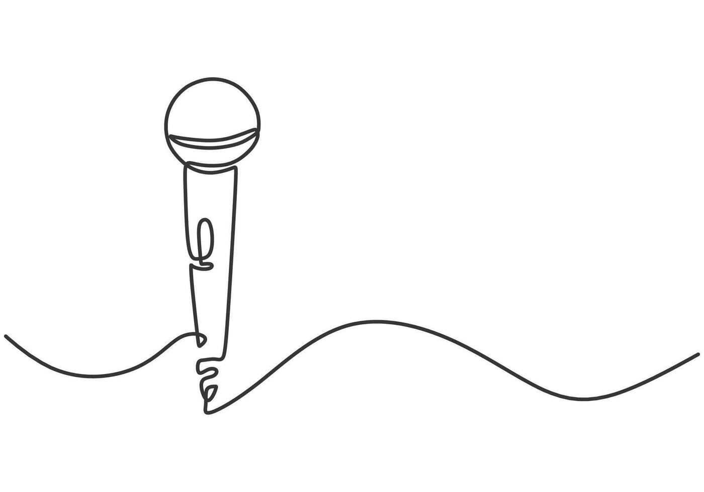 Microphone in one continuous single line art drawing style isolated on white background. vector