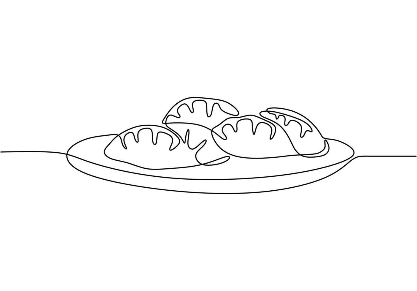 One line of mochi hand drawn isolated vector
