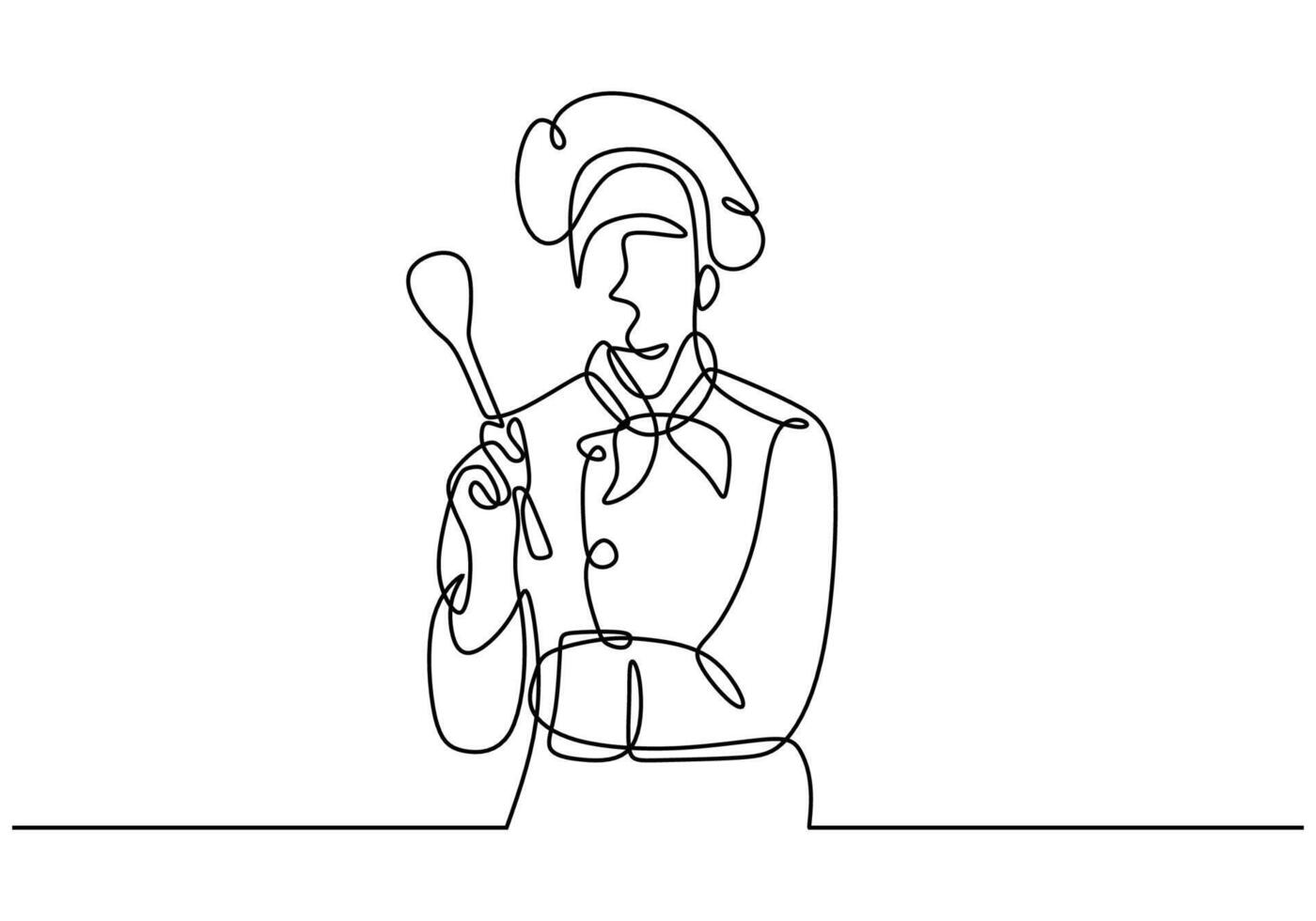 Continuous line drawing of chef illustration vector