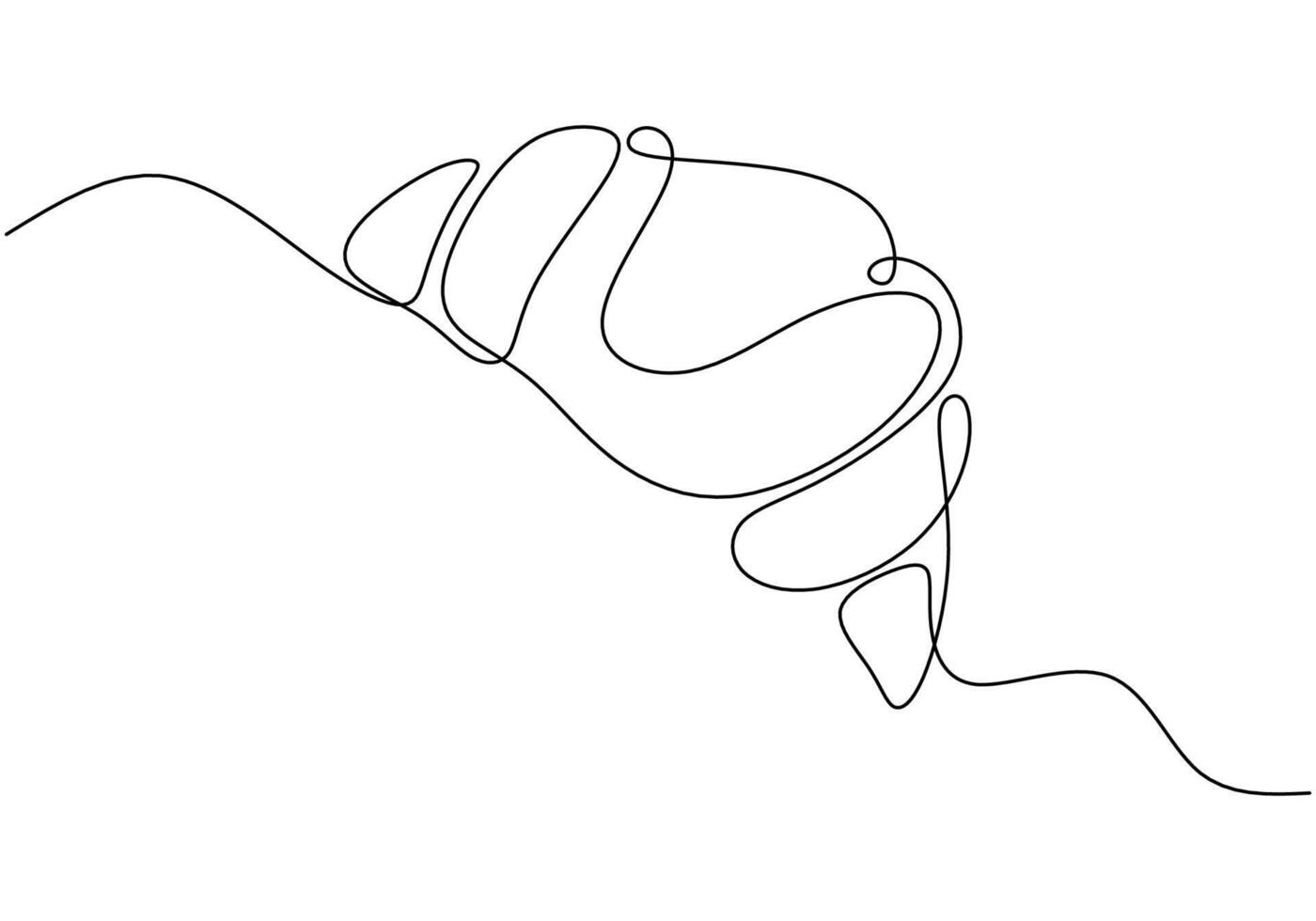 Continuous single one line drawing croissant. Hand drawn french pastry vector