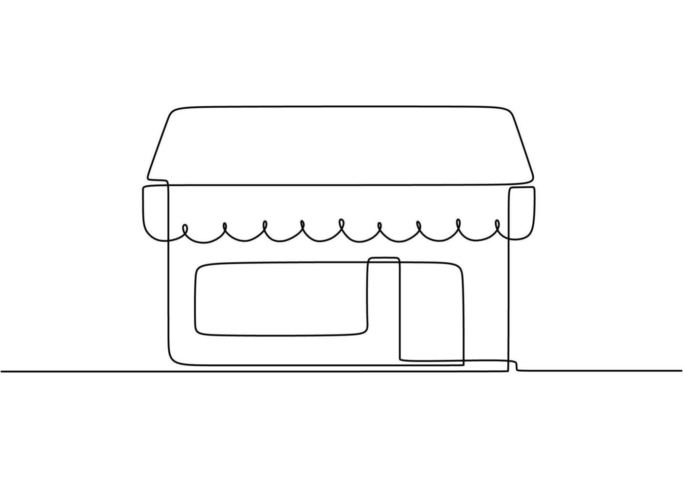 One line drawing cafe or store. Building and office concept vector