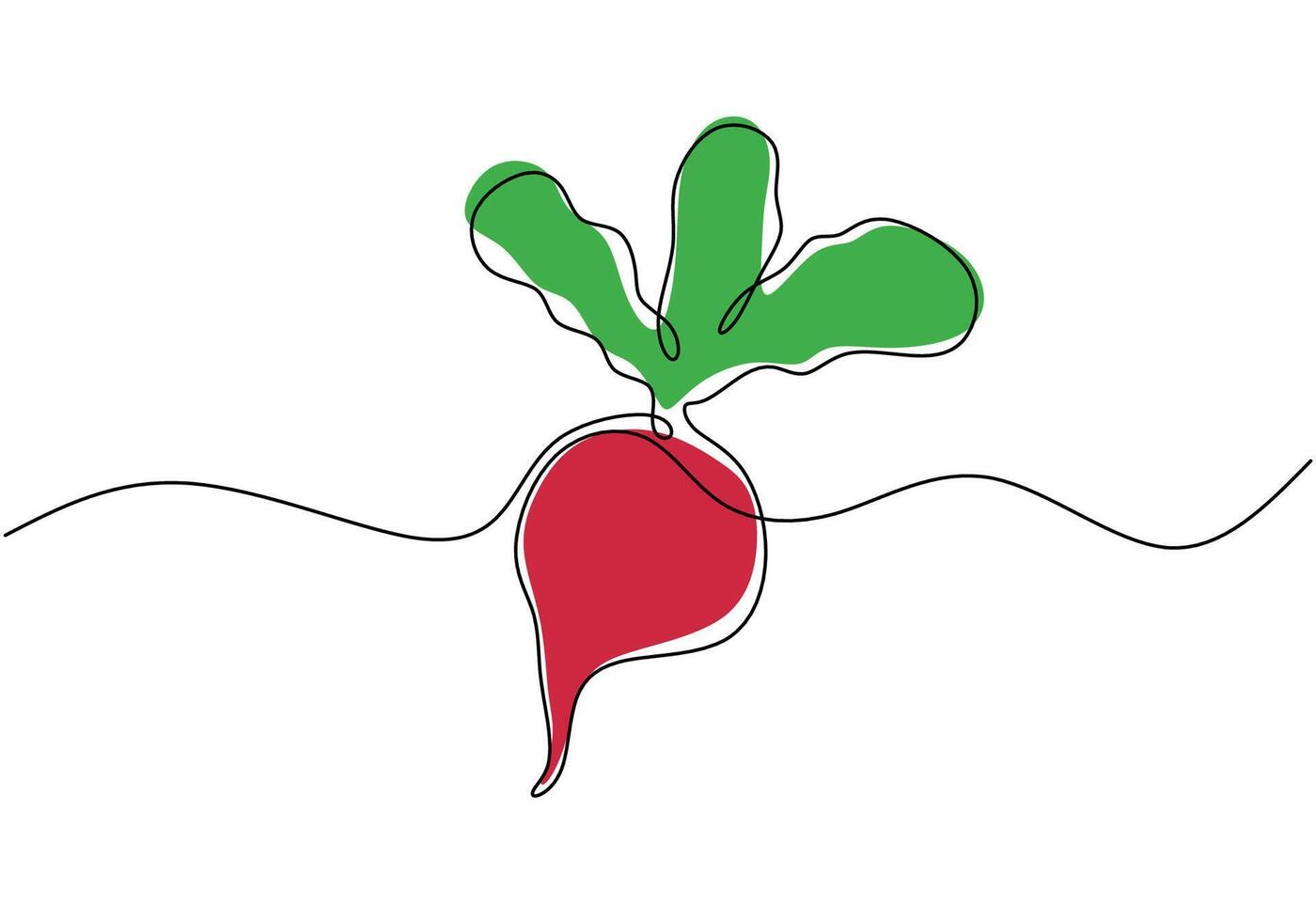 One continuous line drawing of carrot on ground. Vegetable illustration isolated background. vector