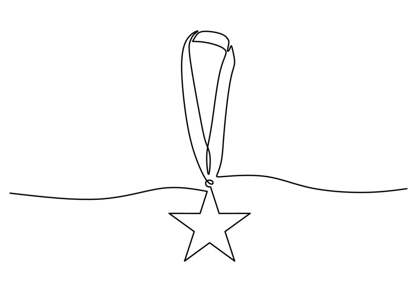 Single continuous one line drawing of star medals, awards, olympics illustration. vector