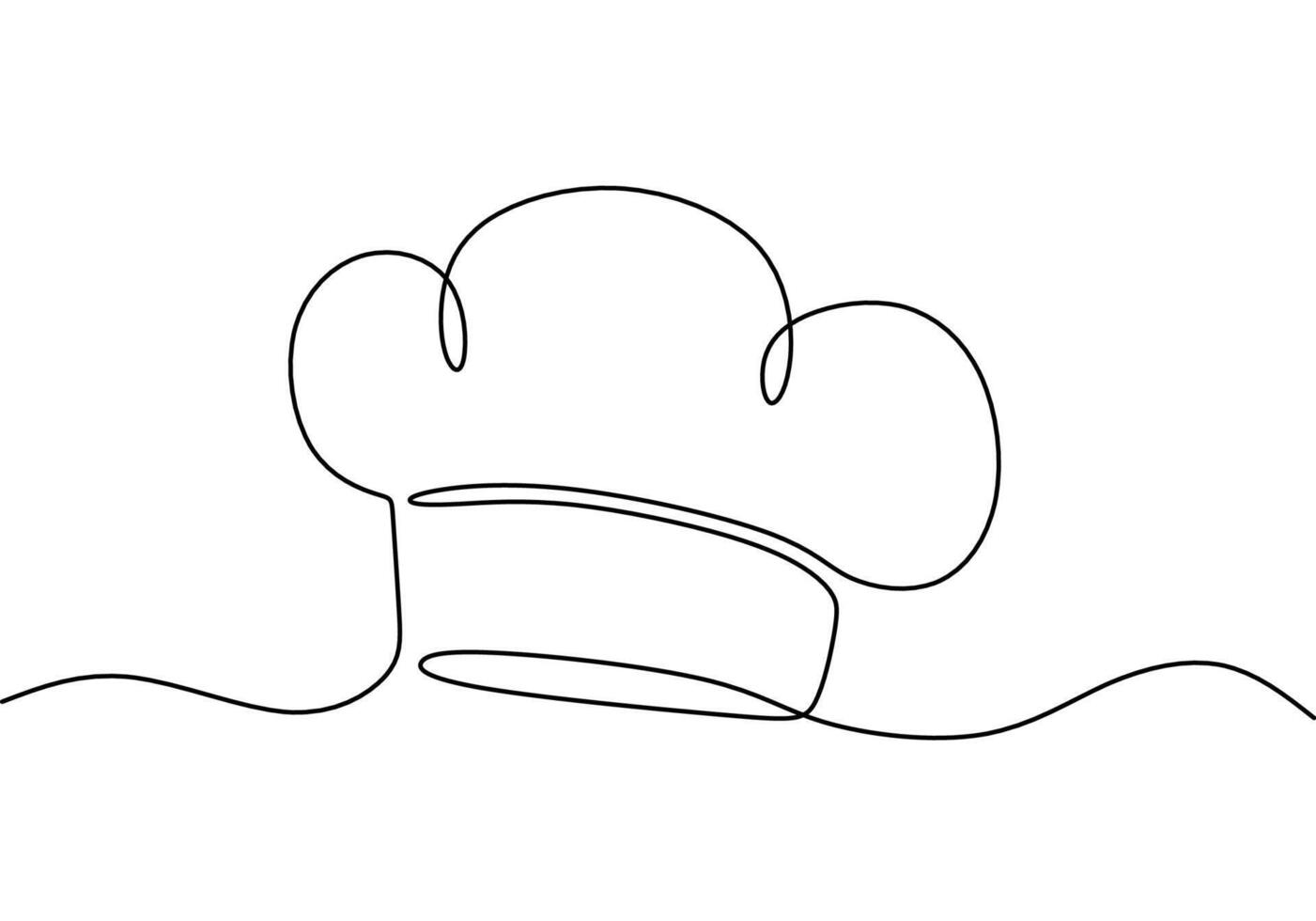 Continuous one line drawing of Chef hat. Cooking symbol vector