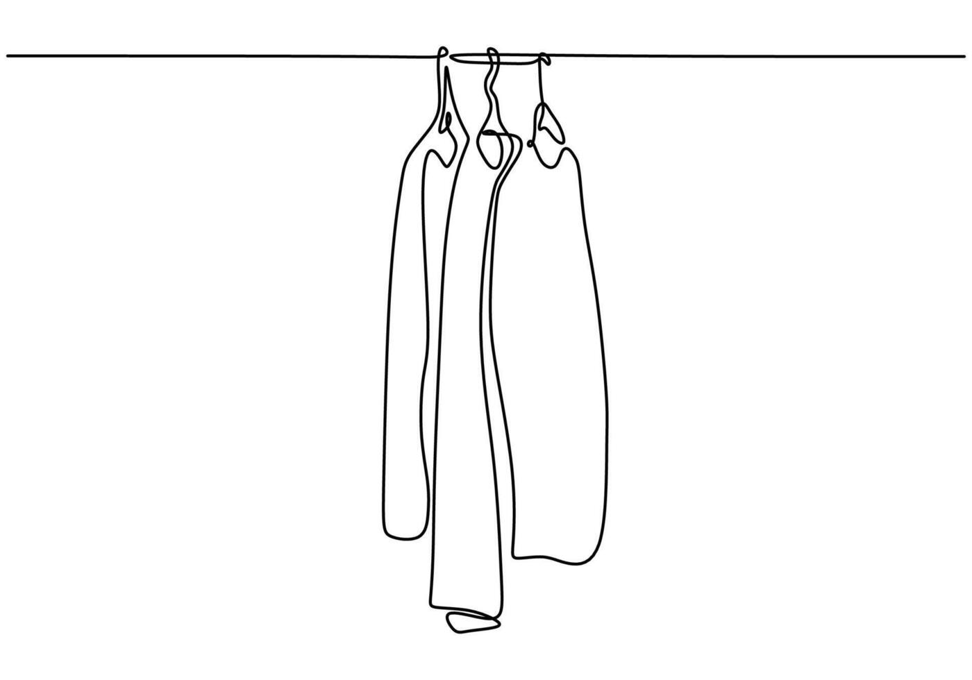 Continuous one single line Clothes on a hanger in the store hangers vector