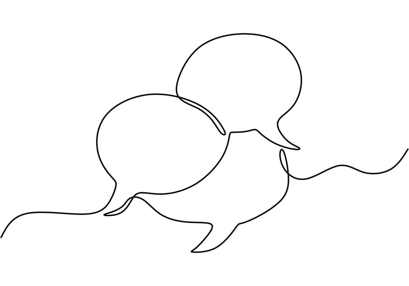 one line drawing of speech message bubble. vector