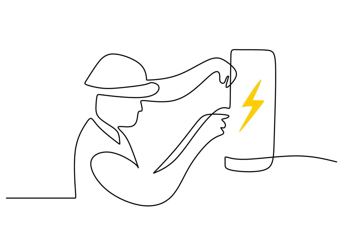 One line drawing of an electrical worker vector