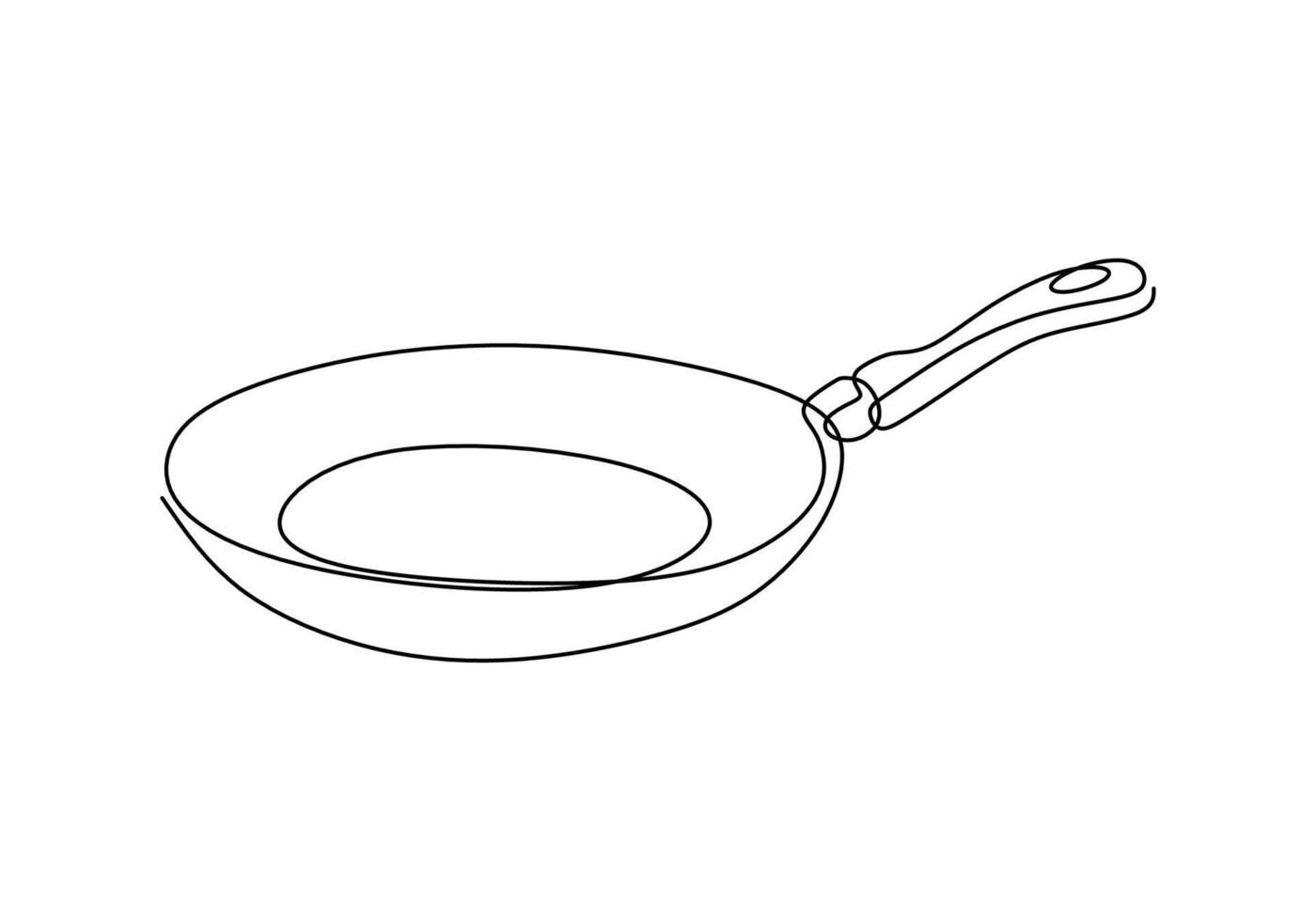 Frying pan one line continuous drawing vector