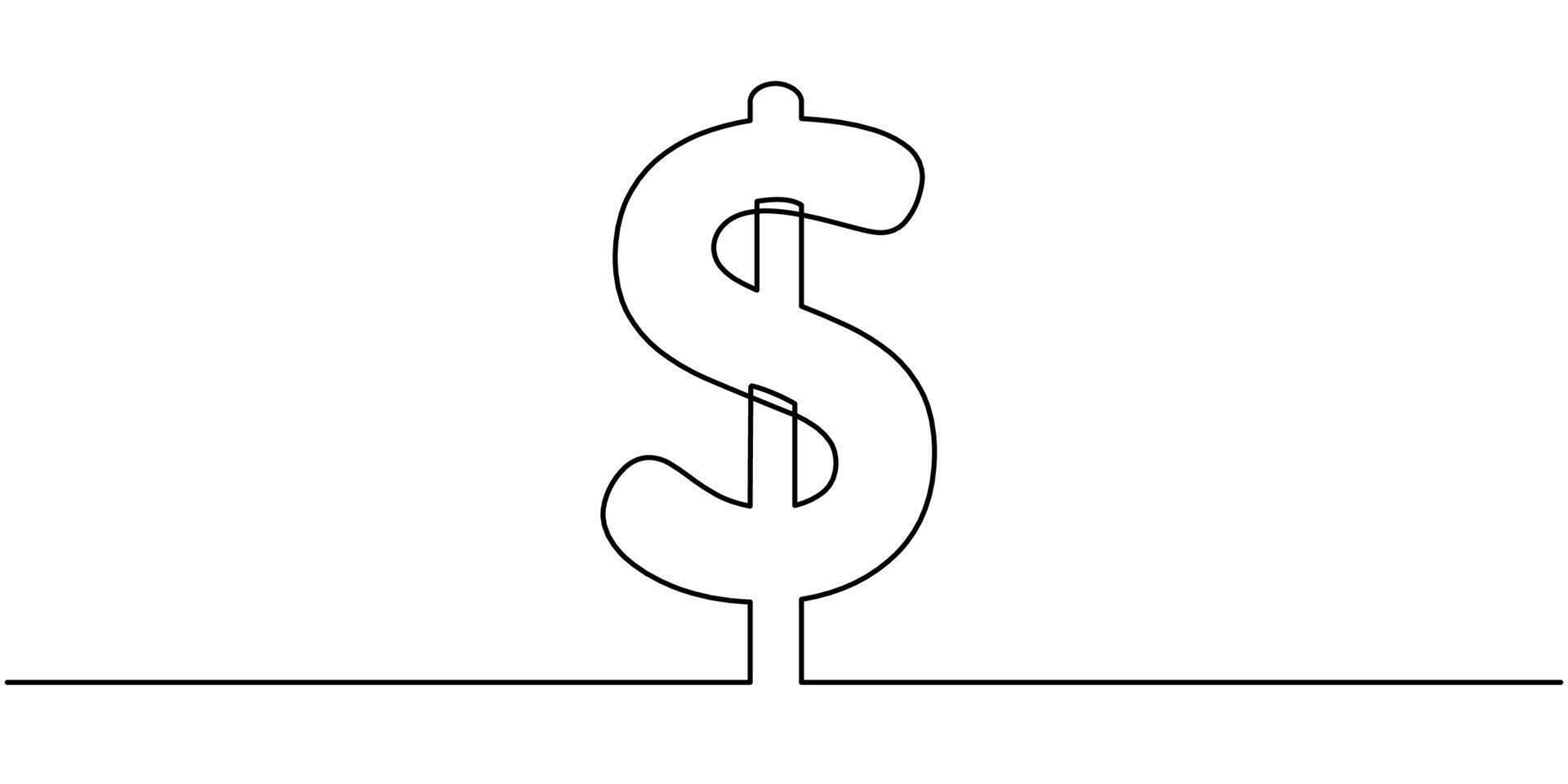 Continuous line drawing of big dollars for financial concept vector