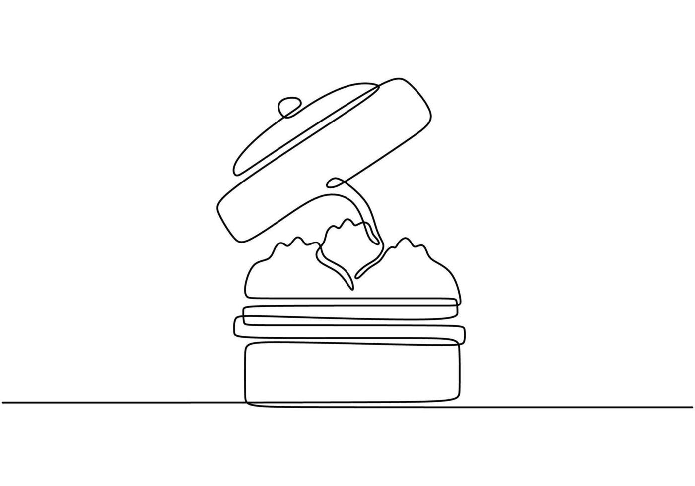 One line drawing dim sum hand drawn isolated on white background. Korean food. vector