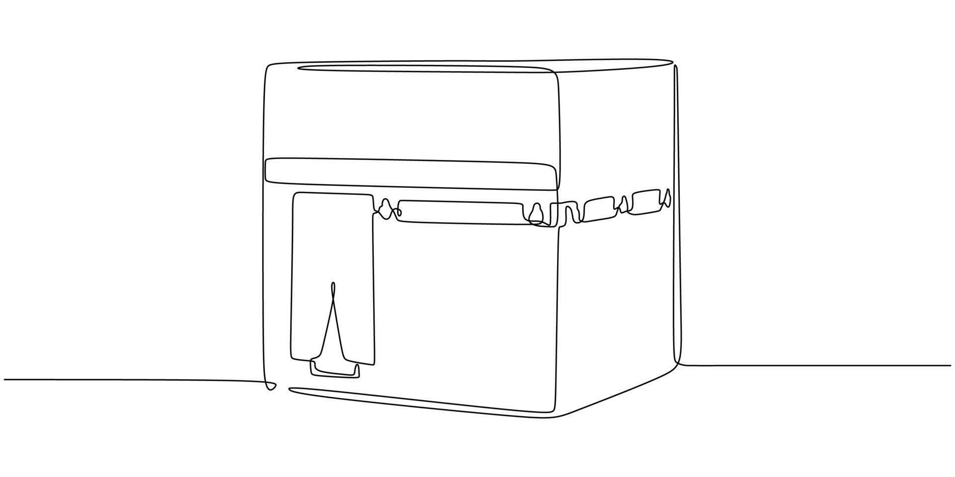 Holy Kaaba in one single continuous line drawing vector