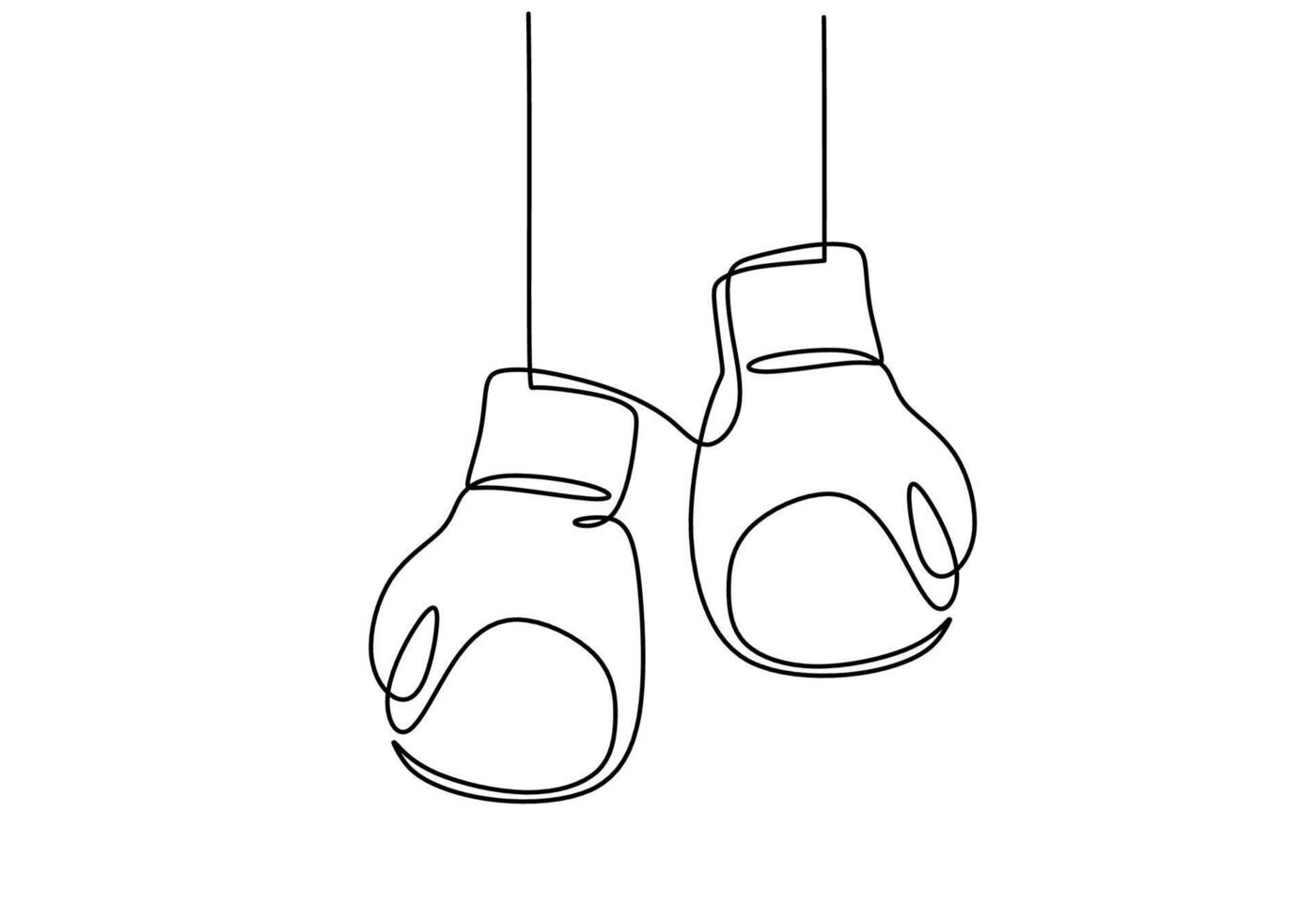 Continuous one line drawing of Boxing gloves. Hanging boxing gloves single line illustration. vector