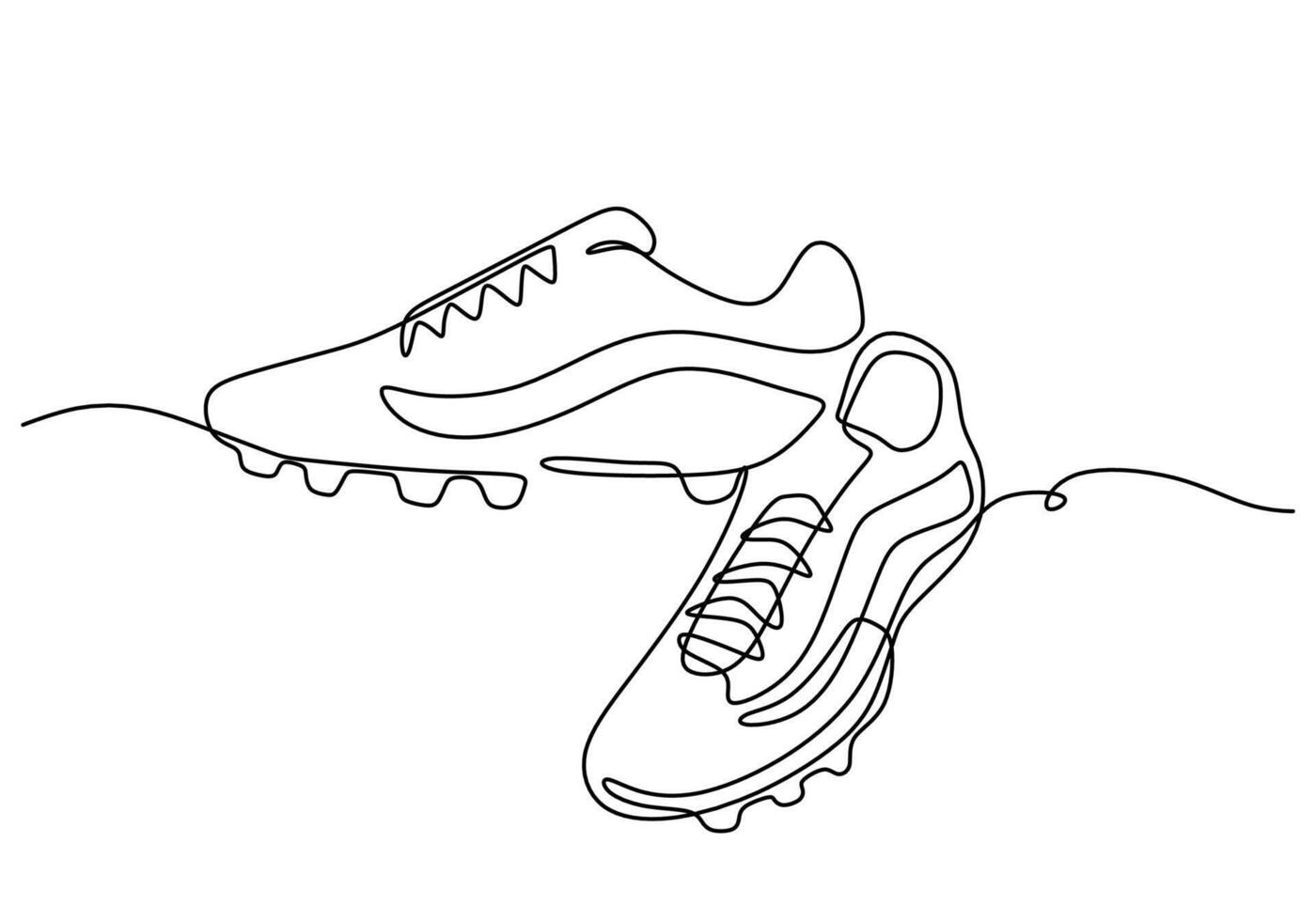 Sport Sneaker football shoes in continuous line art drawing vector