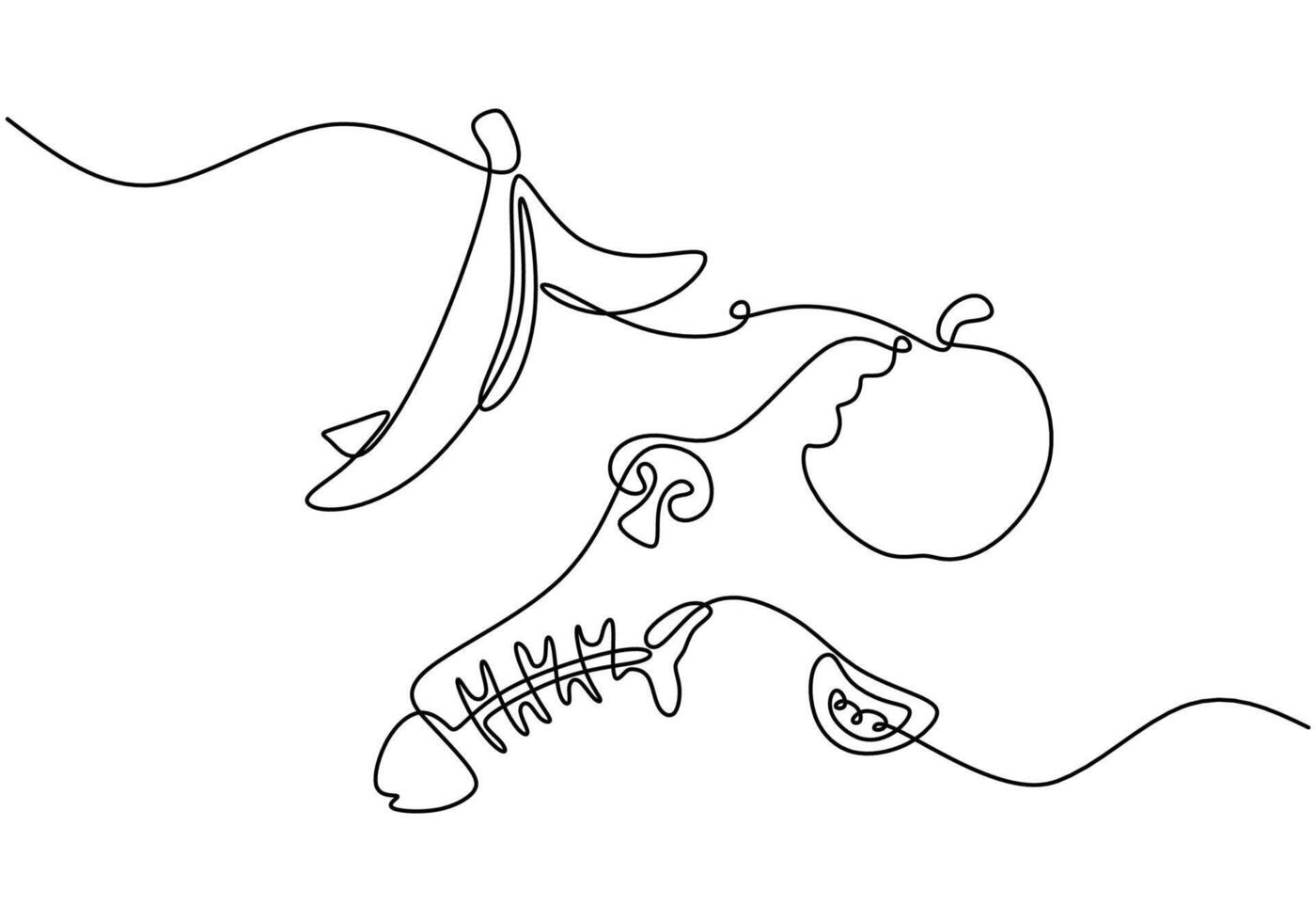 Food waste continuous line art drawing vector
