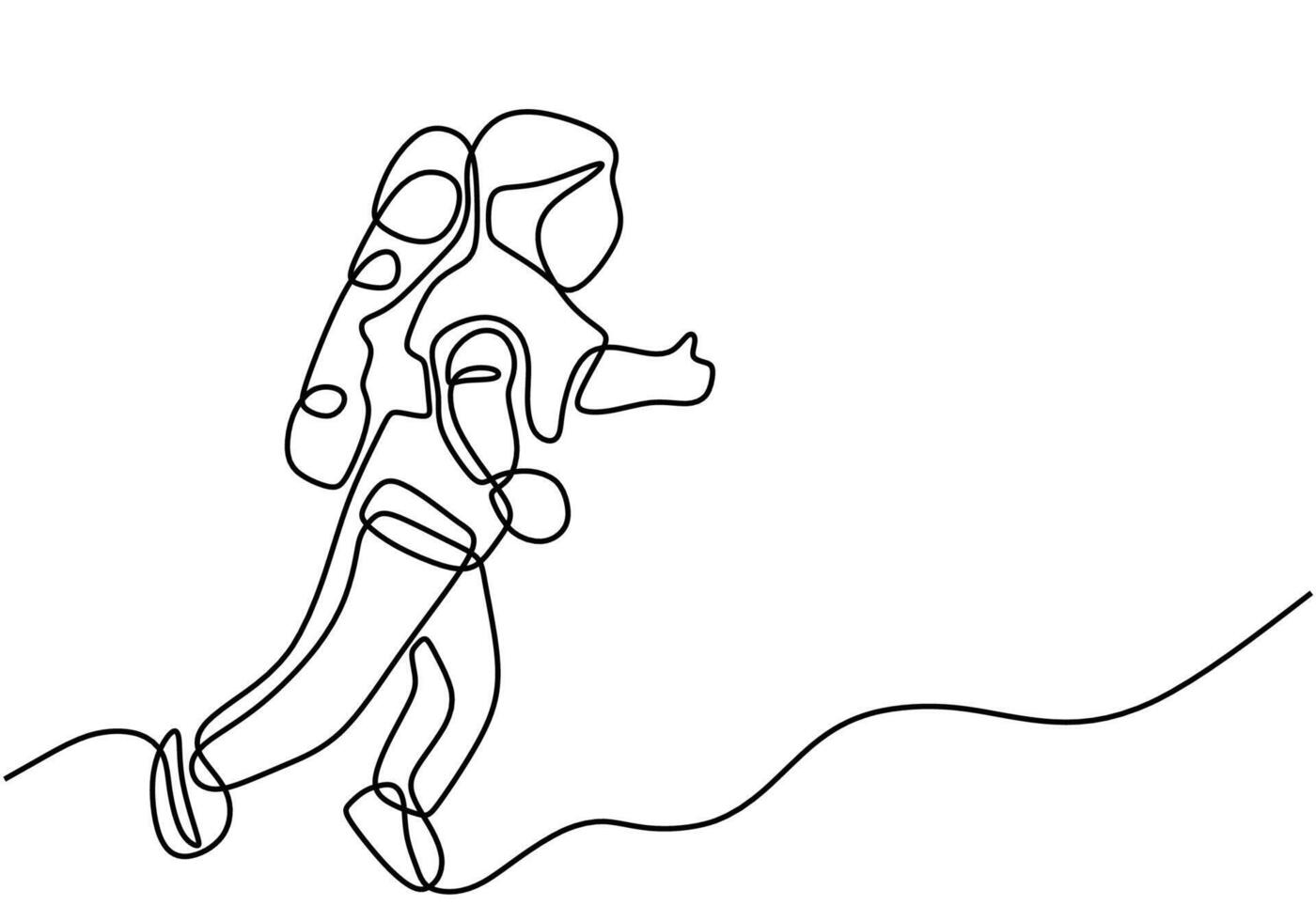 Continuous line drawing of Astronaut discovering spacewalk vector
